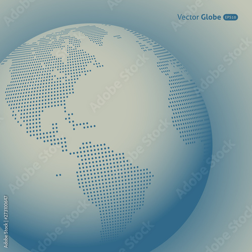 Vector abstract dotted globe, Central heating views over North and South America