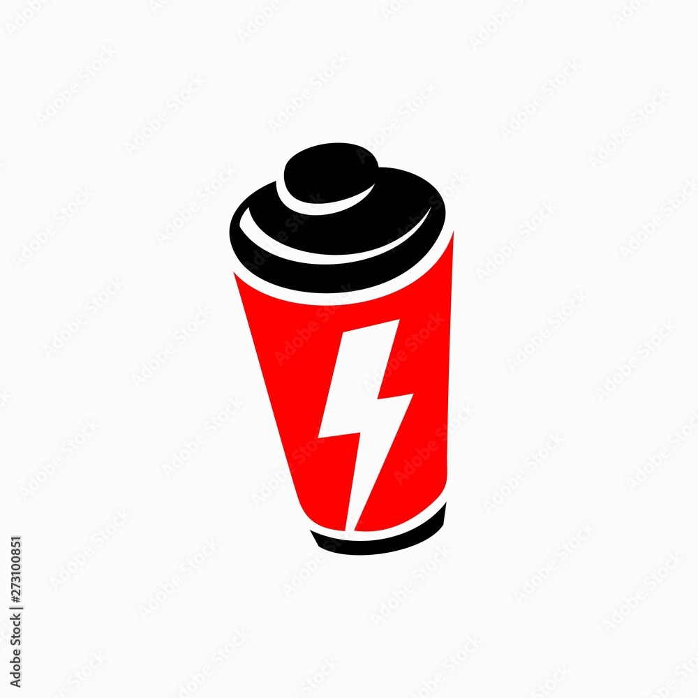 Battery that forms a lightning silhouette Battery that forms a lightning silhouette