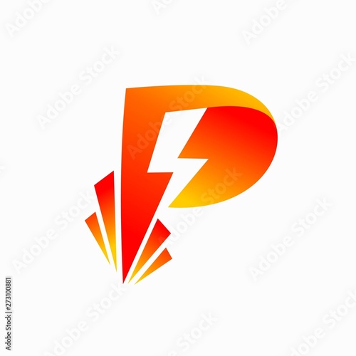 letter P which forms a lightning silhouette