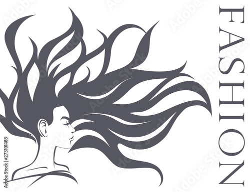 Long hair. Beautiful wavy hair, vector