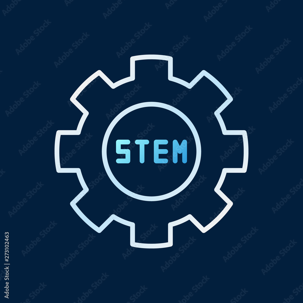 STEM Gear vector colored outline concept icon or logo on dark background