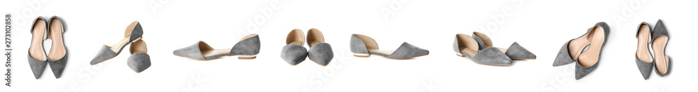 Pair of female shoes on white background Pair of female shoes on white background