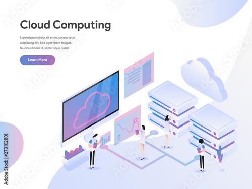 Landing page template of Cloud Computing Isometric Illustration Concept. Modern Flat design concept of web page design for website and mobile website.Vector illustration