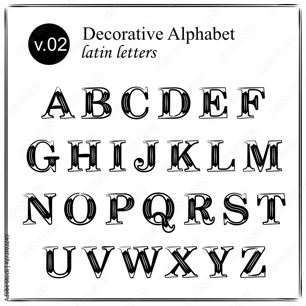 Decorative Alphabet. Digital Lettering. Latin letters. Decorative Alphabet. Digital Lettering. Latin letters.