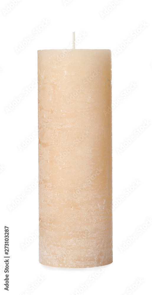 One color wax candle on white background One color wax candle on white background