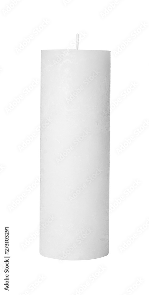 One scented wax candle on white background One scented wax candle on white background