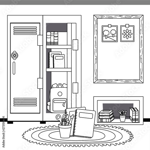 School locker and supplies design