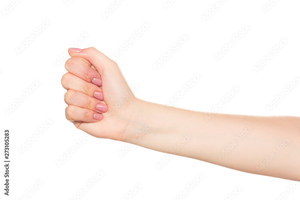 Empty open woman hand on white background Empty open woman hand on white background