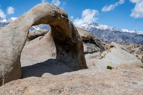 Traveling in South California around Lone Pines. Alabama Hills view of the mobius arch with Mountain Whitney on the back