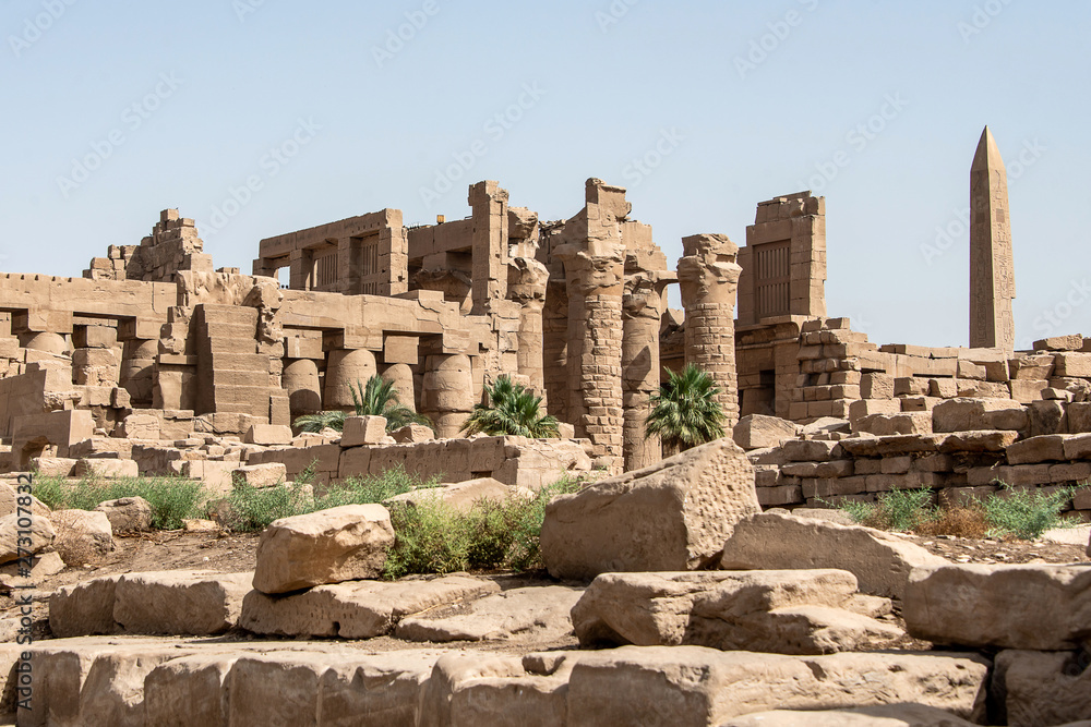 Anscient Temple of Karnak in Luxor - Archology Ruine Thebes Egypt beside the nile river