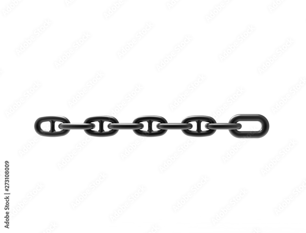 Fototapeta premium 3d rendering of a heavy metal chain isolated on white studio background