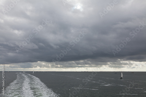Waddenzee. Ships. Coast Netherlands. Ferry.