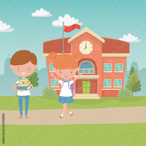 School building and kids design