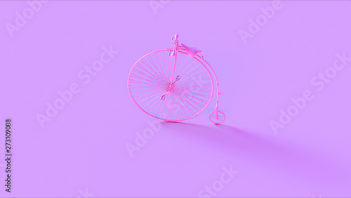 Pink Penny Farthing Bicycle 3d illustration 3d render	