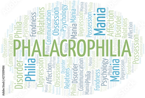 Phalacrophilia word cloud. Type of Philia.