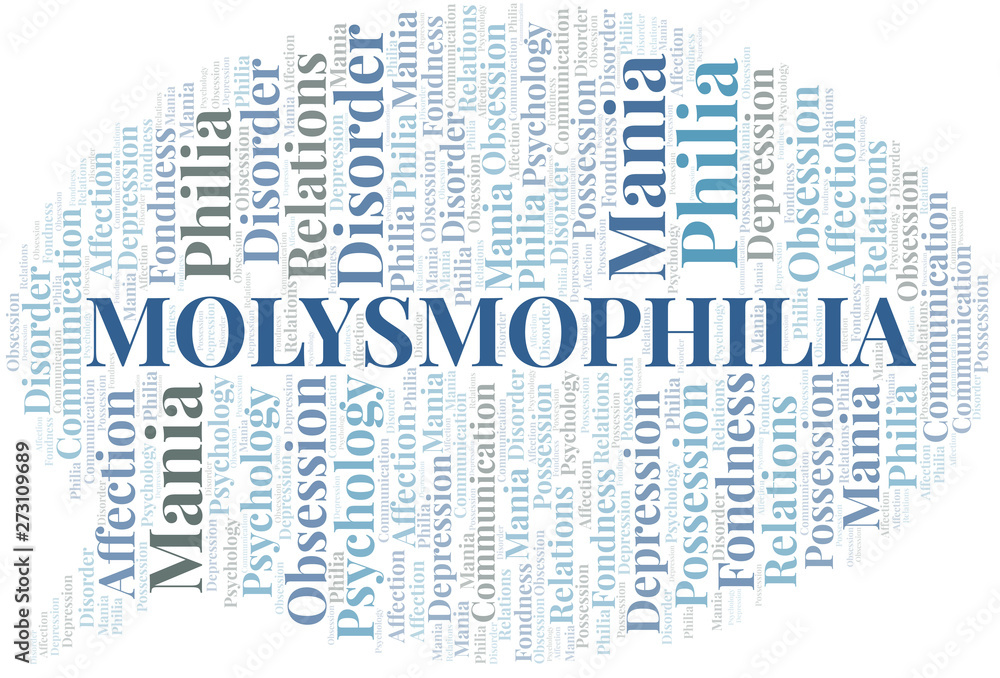 Obraz premium Molysmophilia word cloud. Type of Philia.