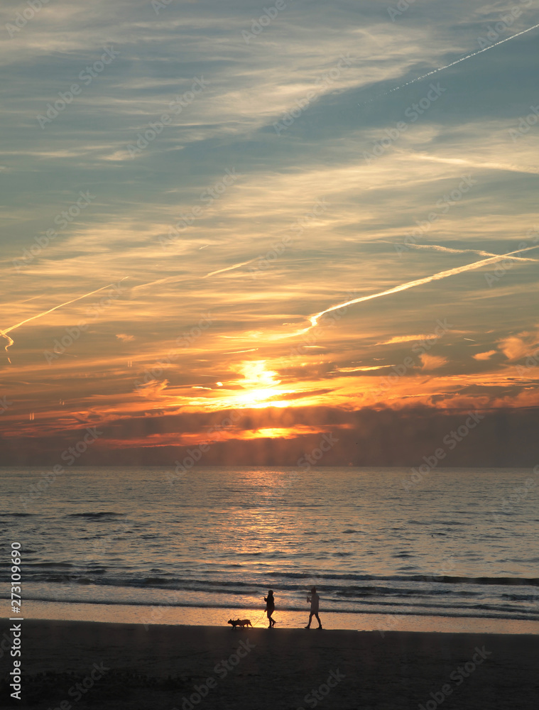 Sunset at the beach of Julianadorp. Dutch coast. Netherlands Sunset at the beach of Julianadorp. Dutch coast. Netherlands