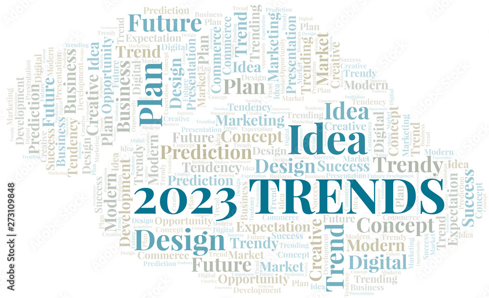 2023 Trends word cloud. Wordcloud made with text only.