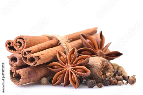 Spices on a white background