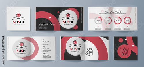 Set of brochures Sushi for marketing the promotion goods and services on market