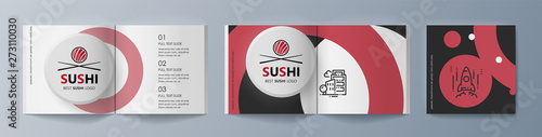 Set of brochures Sushi for marketing the promotion goods and services on market