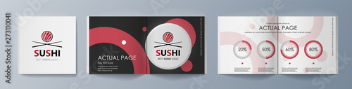 Set of brochures Sushi for marketing the promotion goods and services on market