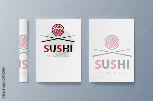 Set of brochures Sushi for marketing the promotion goods and services on market