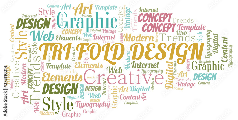 Obraz premium Tri Fold Design word cloud. Wordcloud made with text only.