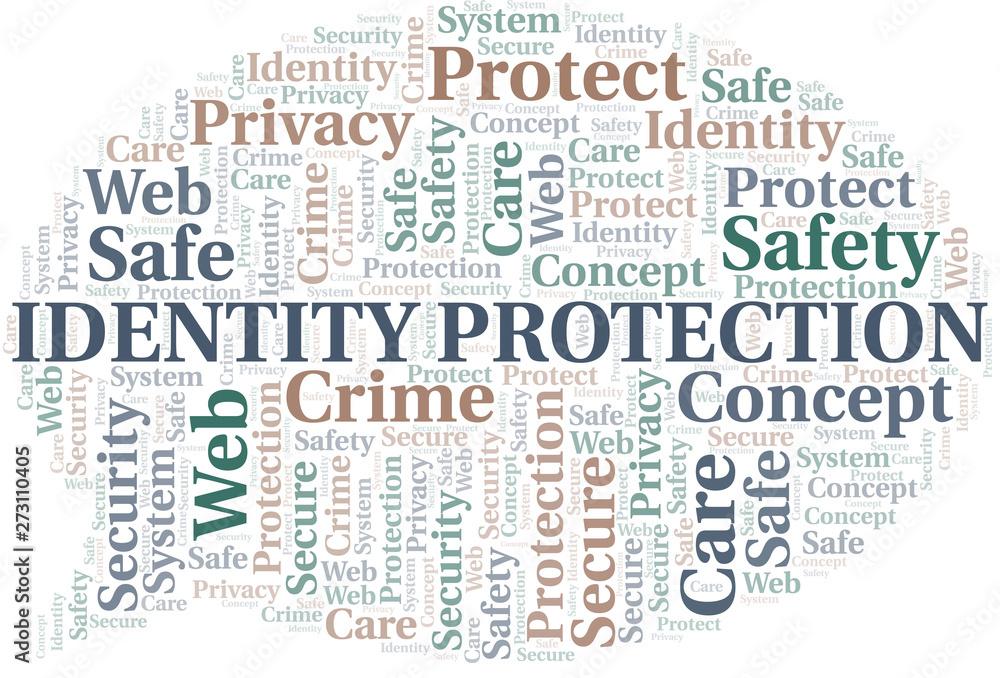 Identity Protection word cloud. Wordcloud made with text only.