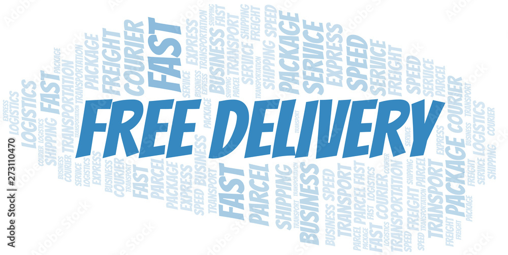 Fototapeta premium Free Delivery word cloud. Wordcloud made with text only.