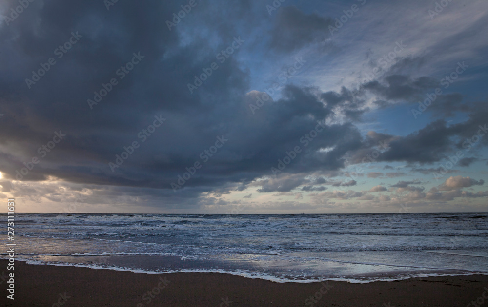Dutch coast. Northsea. Clouds and sky. Sunset