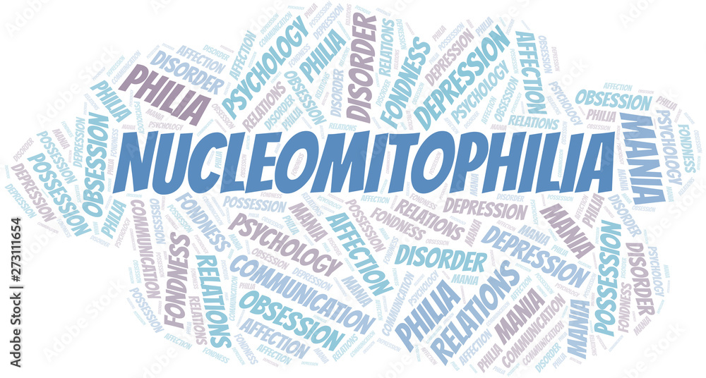 Nucleomitophilia word cloud. Type of Philia.