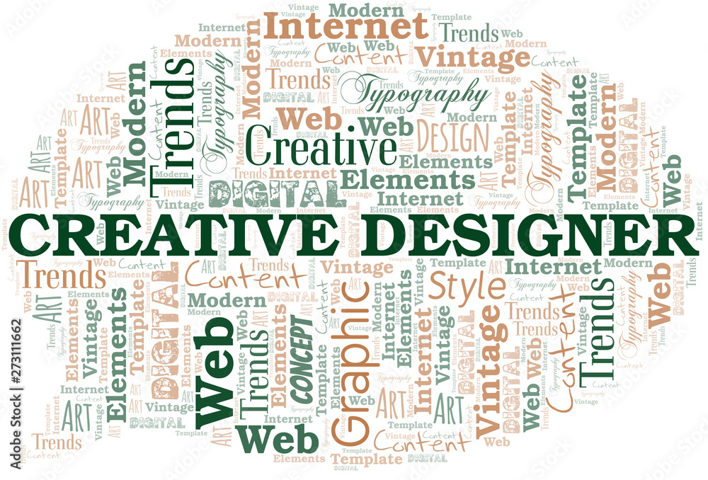 Creative Designer word cloud. Wordcloud made with text only.