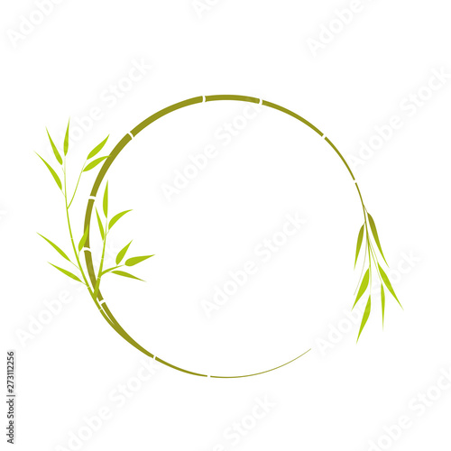 Photo bamboo branch. Round place for your text, bamboo branch, vector.