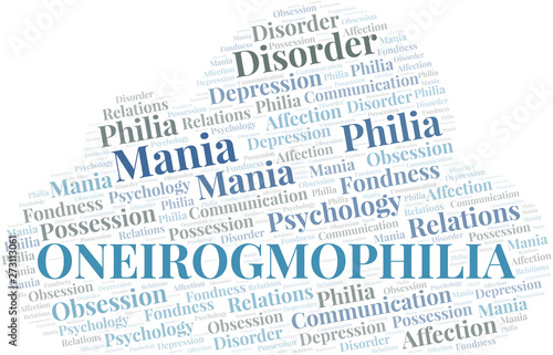 Oneirogmophilia word cloud. Type of Philia.