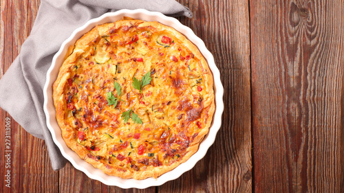 vegetable quiche, top view