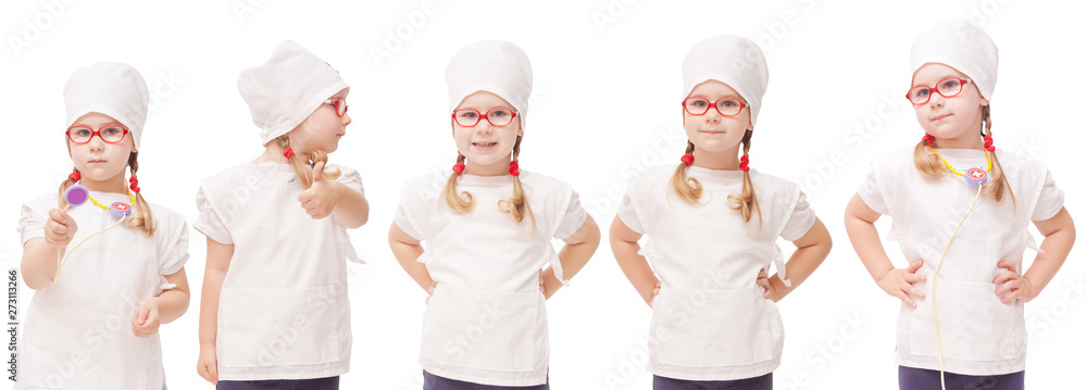 young girl with glasses plays in the doctor as a mom young girl with glasses plays in the doctor as a mom