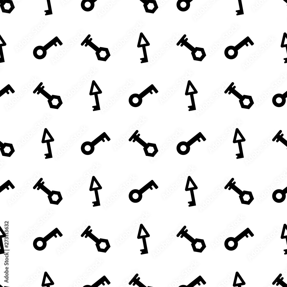Seamless pattern with black silhouette of key icons on white background. Vector illustration for design, web, wrapping paper, fabric, wallpaper. Seamless pattern with black silhouette of key icons on white background. Vector illustration for design, web, wrapping paper, fabric, wallpaper.