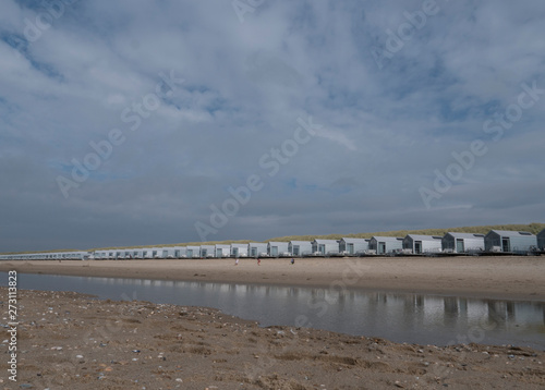 Beach at Julianadorp. Dutch coast. Northsea. Beachhouses