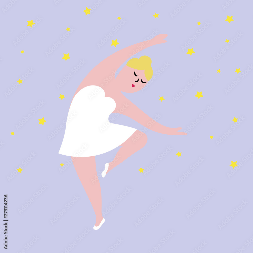 Happy plus size dancing girl. Body positive concept vector illustration. Happy plus size dancing girl. Body positive concept vector illustration.