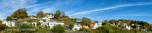 Panorama of the exclusive resedential area Blankenese on the river Elbe in Hamburg, Germany. photo