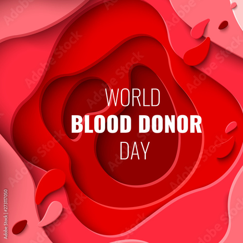 World Blood Donor Day vector paper cut background