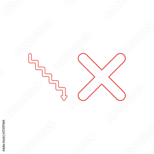 Vector icon concept of stairs with arrow pointing down and x mark.