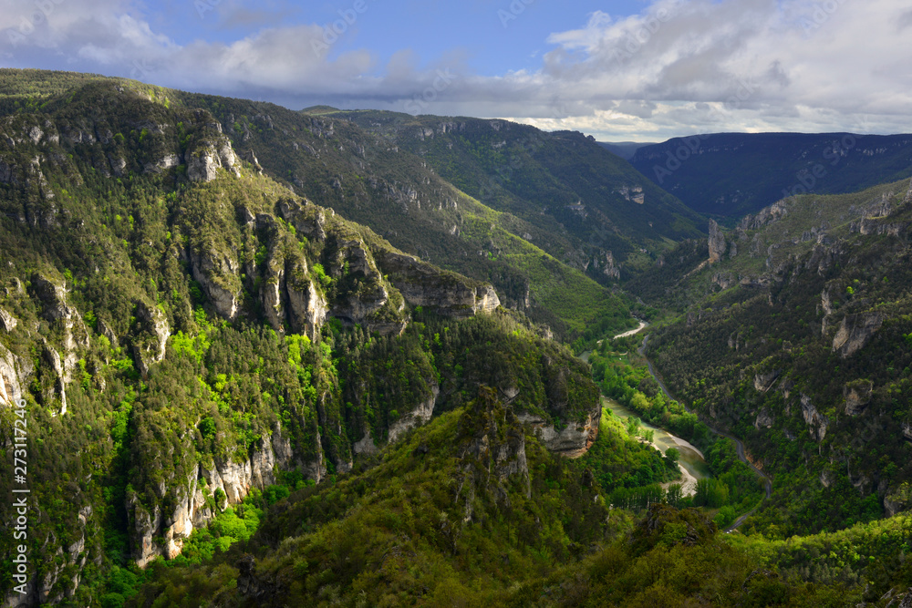 Les gorges du Tarn depuis le Point-sublime de St-Georges-de-Lévéjac (48500), département de la Lozère en région Occitanie, France