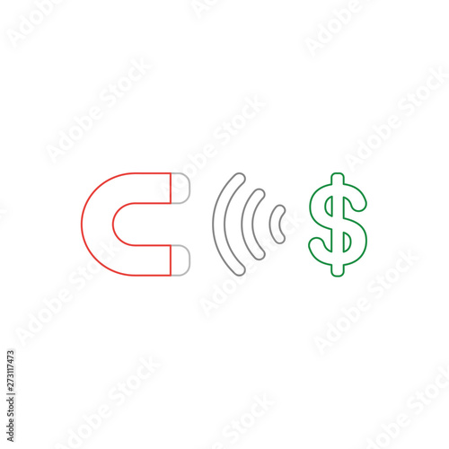 Vector icon concept of magnet attracting dollar symbol.