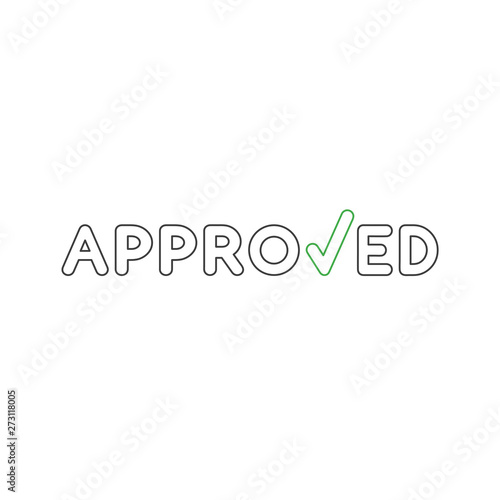 Vector icon concept of approved word with check mark.