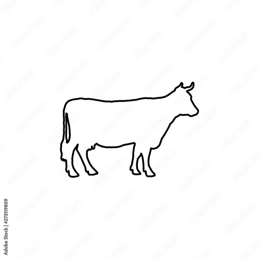silhouette of a cow. vector illustration