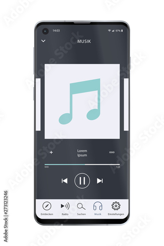 Smartphone - Bildschirm Musik UI Konzept grau