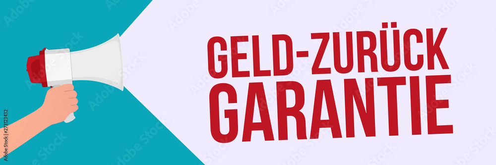 Megaphone in Hand Vector Banner - Geld-zurück-Garantie Megaphone in Hand Vector Banner - Geld-zurück-Garantie