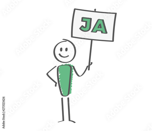 Stick Figure - Mann mit Schild - Ja